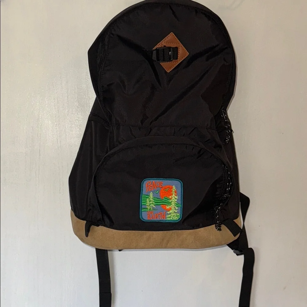 Urban Outfitters backpack Black and Tan Backpack with Patch contrast‎ base